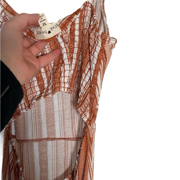 ❤️‍🔥Derek Heart Soft Cinnamon Accent Stripe Maxi Dress w/ Front Slit & Tye Med - Picture 3 of 5